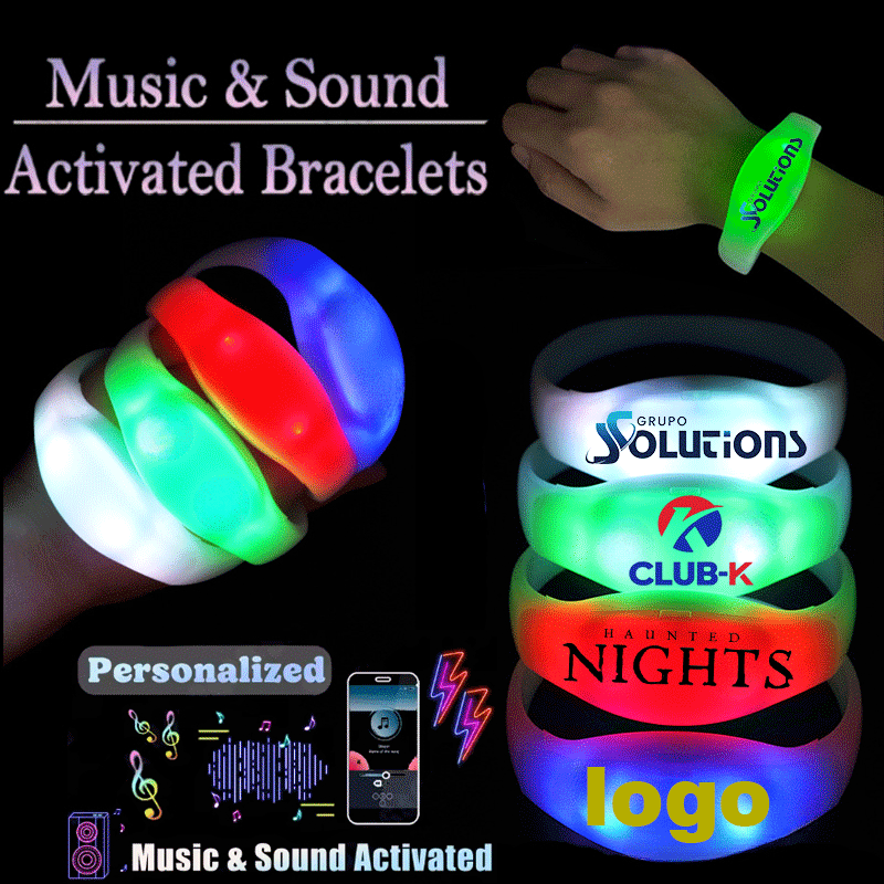 Decor Lighting Hours - カスタマイズ可能な音楽に反応する光るブレスレット LEDブレスレット 結婚式 誕生日パーティーの飾り、パーティーの記念品