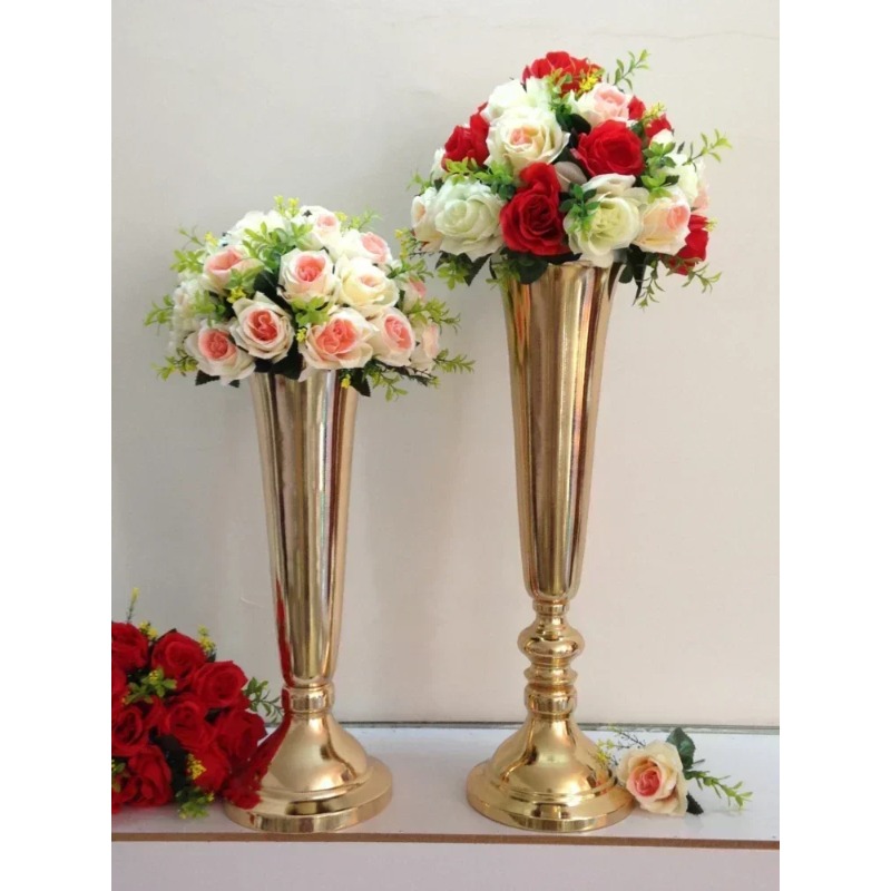 Home Decor Lighting Manufacturer - 電気メッキされた軽量高級金属製花瓶、家庭およびリビングルームの装飾用フラワーウェア、金色の鉄製卓上フラワーアレンジメントラック