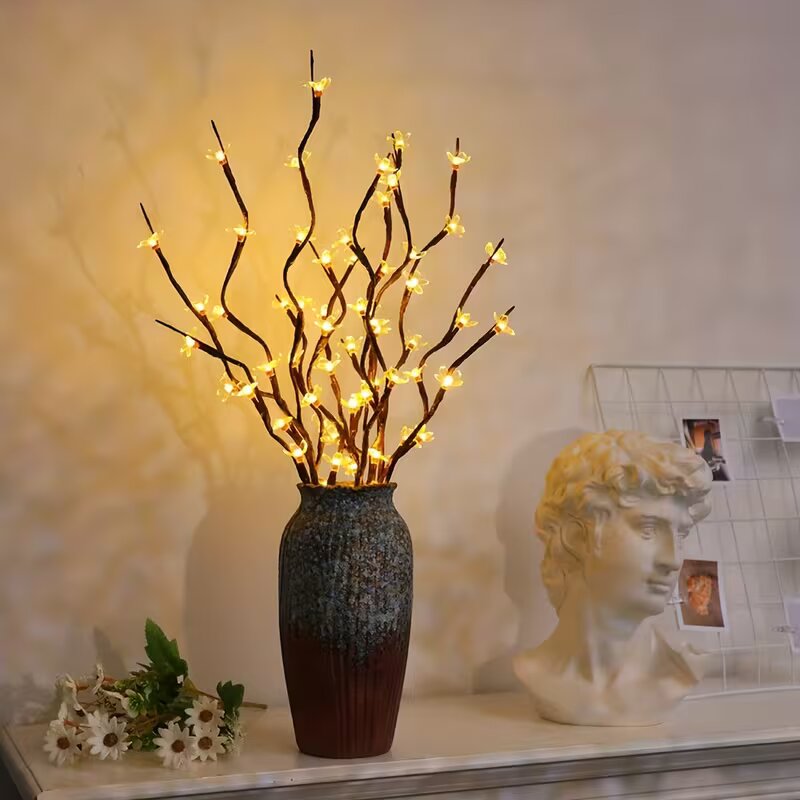 Lighting Table Decor - 1/2PC 20LED 桜の枝ライト屋内屋外ホームデコレーションランプロマンチックな電池式テーブルライト花瓶用
