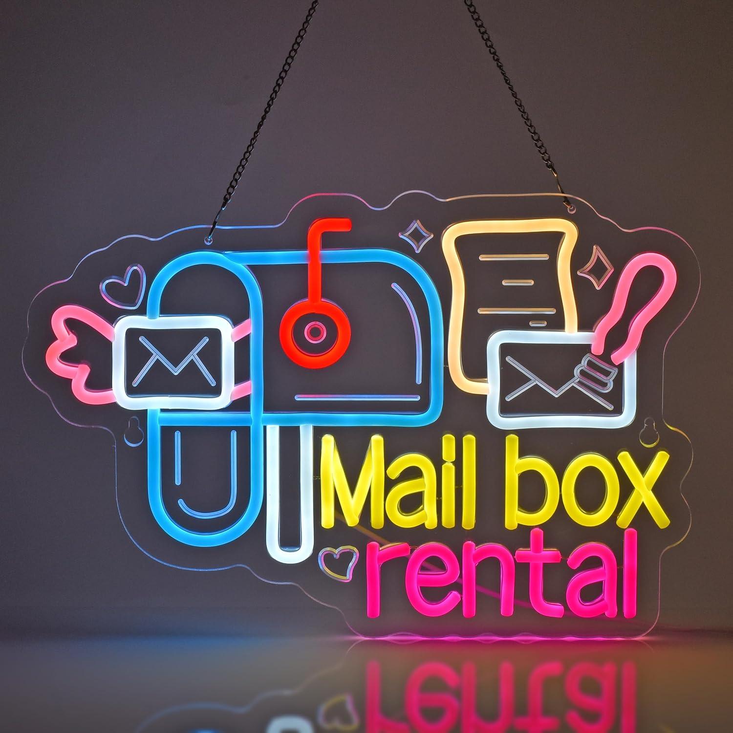 Lighting Decor Rentals - メールボックスレンタルネオンサインUSB調光可能なLEDライト文具店配送サービスショップビジネス装飾ナイトライト用