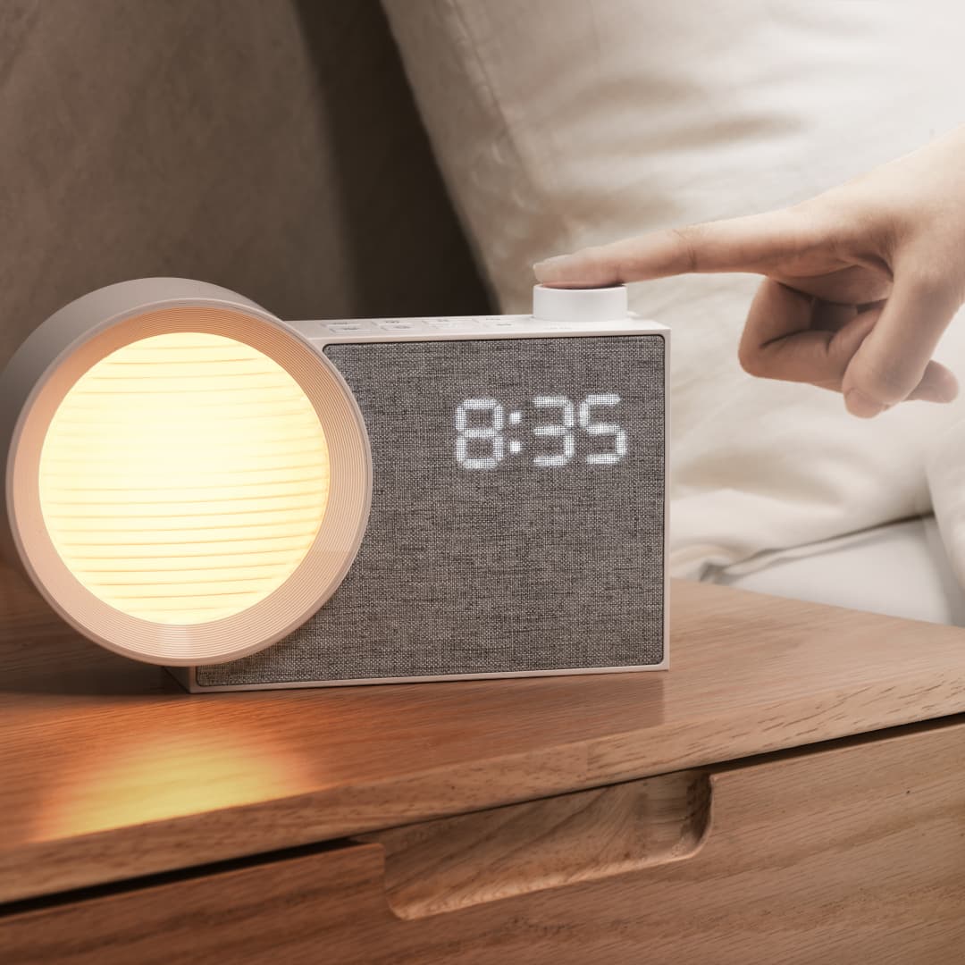 Lighting Table Decor - WILIT LEDナイトライト目覚まし時計、ホワイトノイズ＆タイマー付きベッドサイドランプ - 温かみのある雰囲気の寝室装飾ギフト、ムードライト、睡眠用ライト
