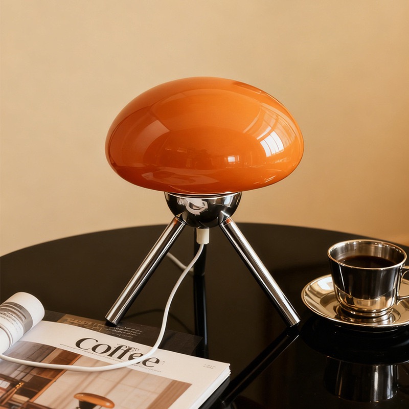 Lighting Table Decor - バウハウス北欧風ガラス製マッシュルーム型RGBリモコン付きテーブルランプ レトロモダン寝室ベッドサイド雰囲気装飾ライト