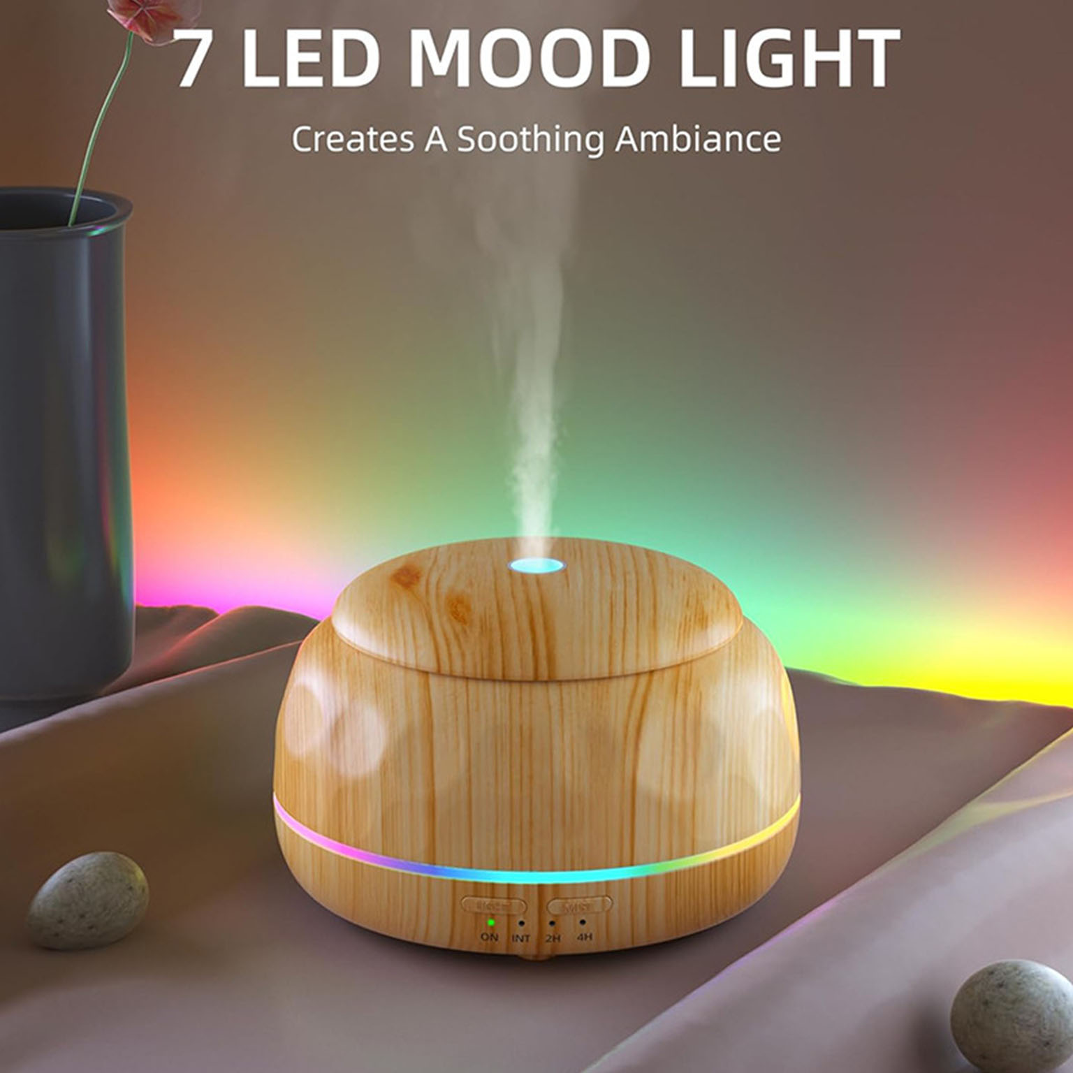 Lighting & Home Decor Studio Photos - エッセンシャルオイルディフューザー空気加湿器ルーム用アロママシン、リモートタイマー超音波アオマイザーUSB LEDムードライト300ML