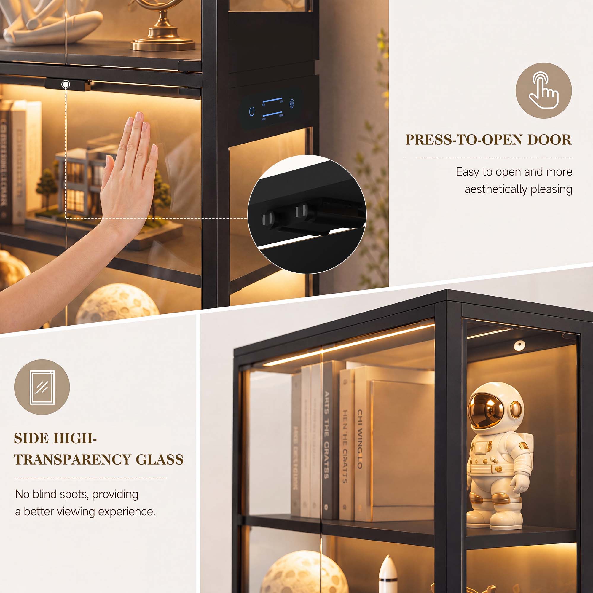 TCGBKAF 5段ディスプレイキャビネット、ガラス扉、モー - Lighting & Home Decor Studio Photos のレビューと価格