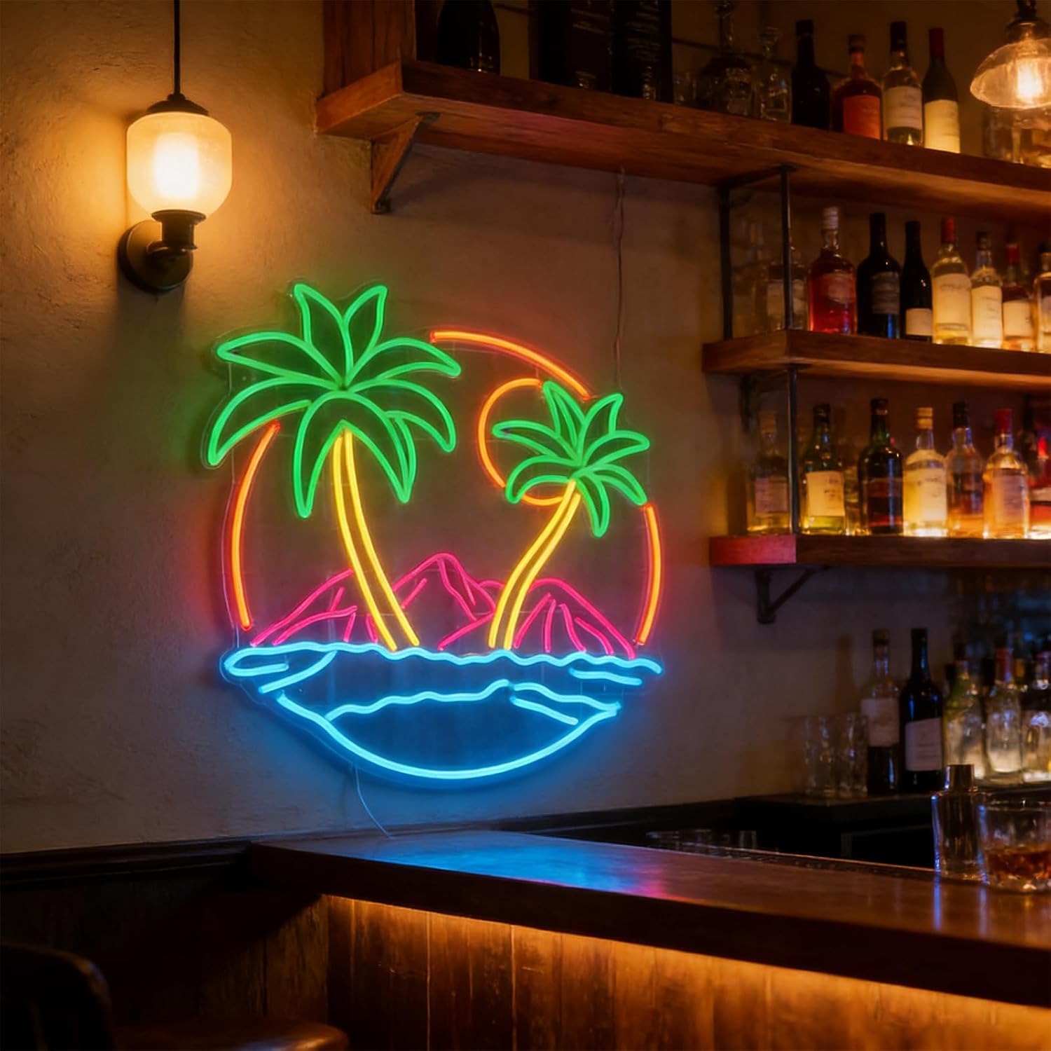 トロピカルパームツリーLEDネオンサインUSBネオンライトビ - Lighting Decor Rentals のレビューと価格