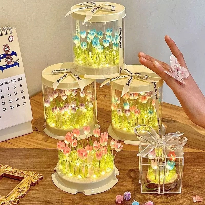 DIYチューリップランプシミュレーションフラワーシーケーキボ - Lighting Table Decor のレビューと価格