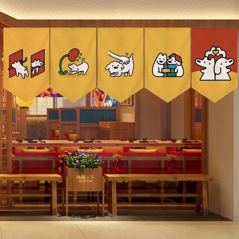 VIKAMA かわいい漫画の子犬の日本風三角カーテン キッチ - Lighting Decor Rentals のレビューと価格