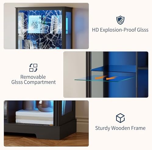 71インチディスプレイキャビネット、5段、3色ライト付き、コ - Lighting & Home Decor Studio Photos のレビューと価格