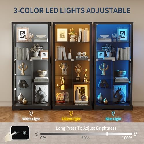 71インチディスプレイキャビネット、5段、3色ライト付き、コ - Lighting & Home Decor Studio Photos のレビューと価格
