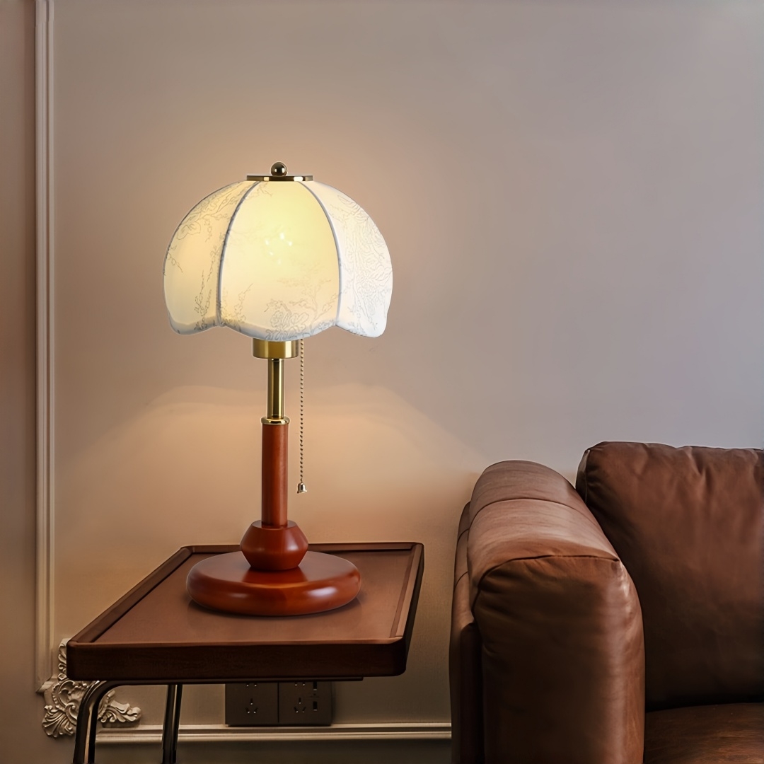 ヴィンテージスカラップドームテーブルランプ寝室ナイトスタンド - Lighting Table Decor のレビューと価格