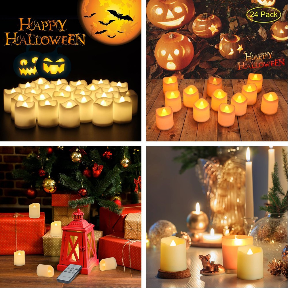 12/24 個フレームレス LED ティーライトキャンドル  - Decor Lighting Hours のレビューと価格