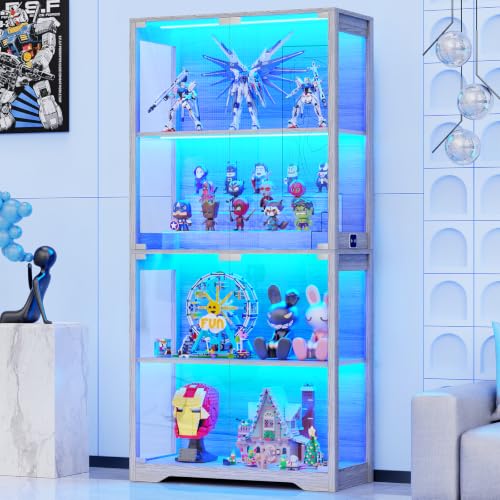 ガラス扉付きディスプレイキャビネット、4段ディスプレイケース - Lighting & Home Decor Studio Photos のレビューと価格