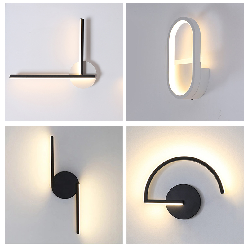 モダンな北欧LEDウォールランプ、ミニマリストブラック幾何学 - Lighting Table Decor のレビューと価格