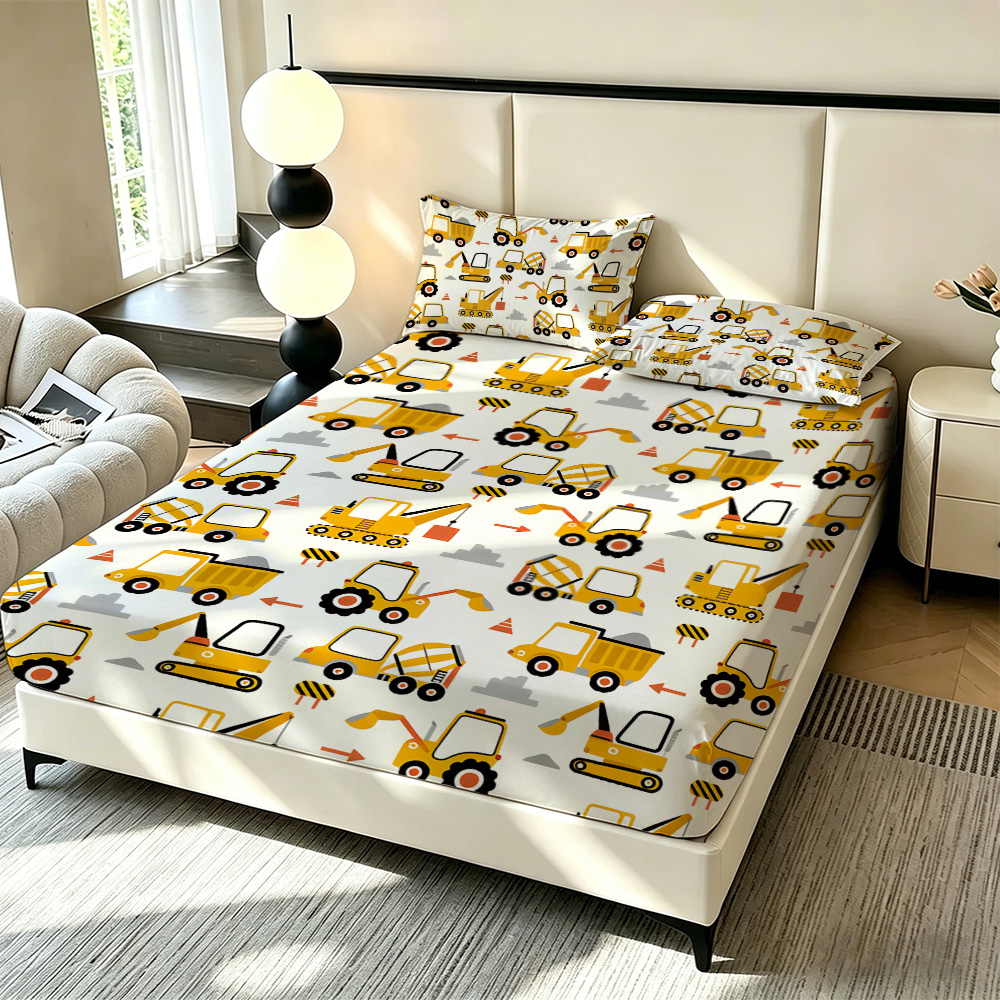 3点セットの漫画柄おもちゃの車プリント無地ベッドシーツセット - Lighting Mcqueen Bedroom Decor のレビューと価格