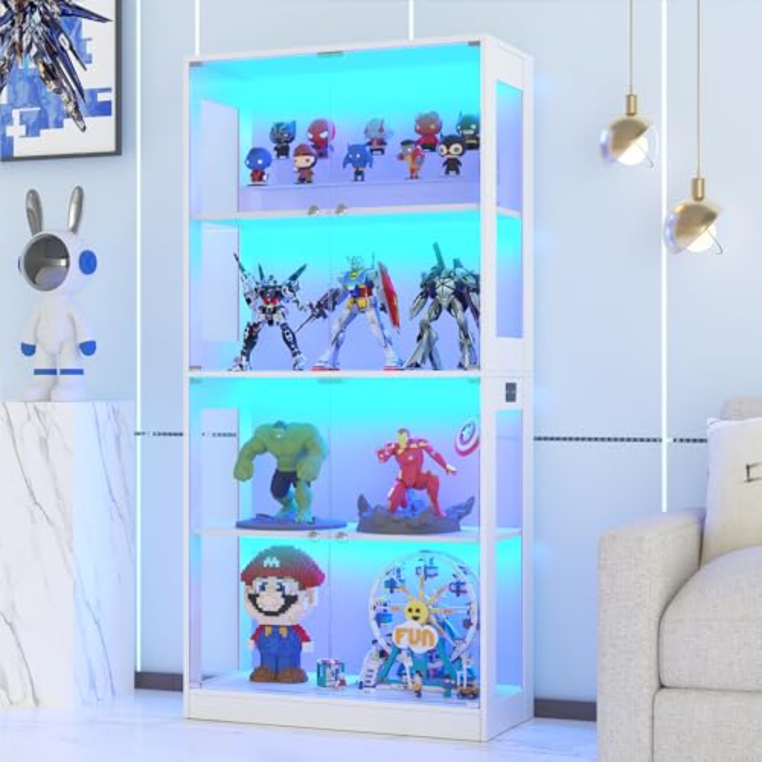 65インチガラス扉付きディスプレイキャビネット、4段ディスプ - Lighting & Home Decor Studio Photos のレビューと価格