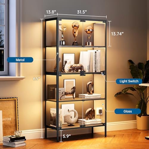 65インチガラスディスプレイキャビネット、3色LEDライト付 - Lighting & Home Decor Studio Photos のレビューと価格