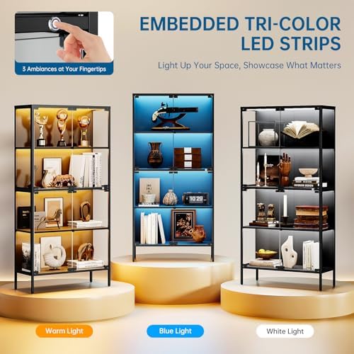 65インチガラスディスプレイキャビネット、3色LEDライト付 - Lighting & Home Decor Studio Photos のレビューと価格