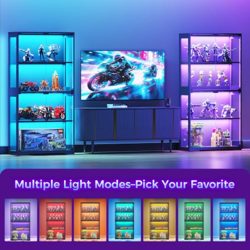 ガラス扉とRGB LEDライト付きディスプレイケース、ガラス - Lighting & Home Decor Studio Photos のレビューと価格