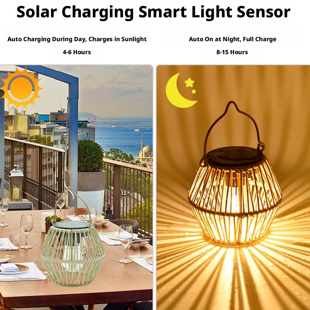IP65防水ソーラーラタンランタン、吊り下げ式テーブルライト - Lighting Table Decor のレビューと価格