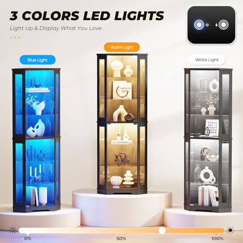 71インチの背の高いコーナーディスプレイキャビネット（LED - Lighting & Home Decor Studio Photos のレビューと価格