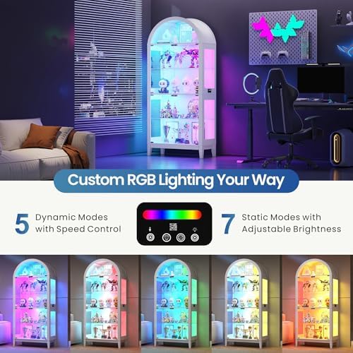 5段アーチ型ガラスディスプレイキャビネット（リビングルーム用 - Lighting & Home Decor Studio Photos のレビューと価格