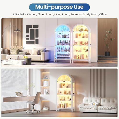 5段アーチ型ガラスディスプレイキャビネット（リビングルーム用 - Lighting & Home Decor Studio Photos のレビューと価格