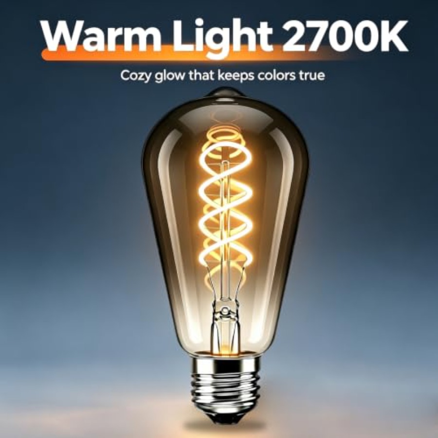 4 パック ST64 LED エジソン電球 6W 60W 相 - Vintage Lighting Decor のレビューと価格