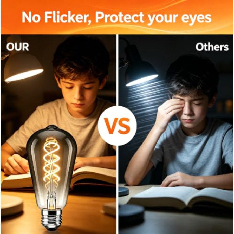 4 パック ST64 LED エジソン電球 6W 60W 相 - Vintage Lighting Decor のレビューと価格