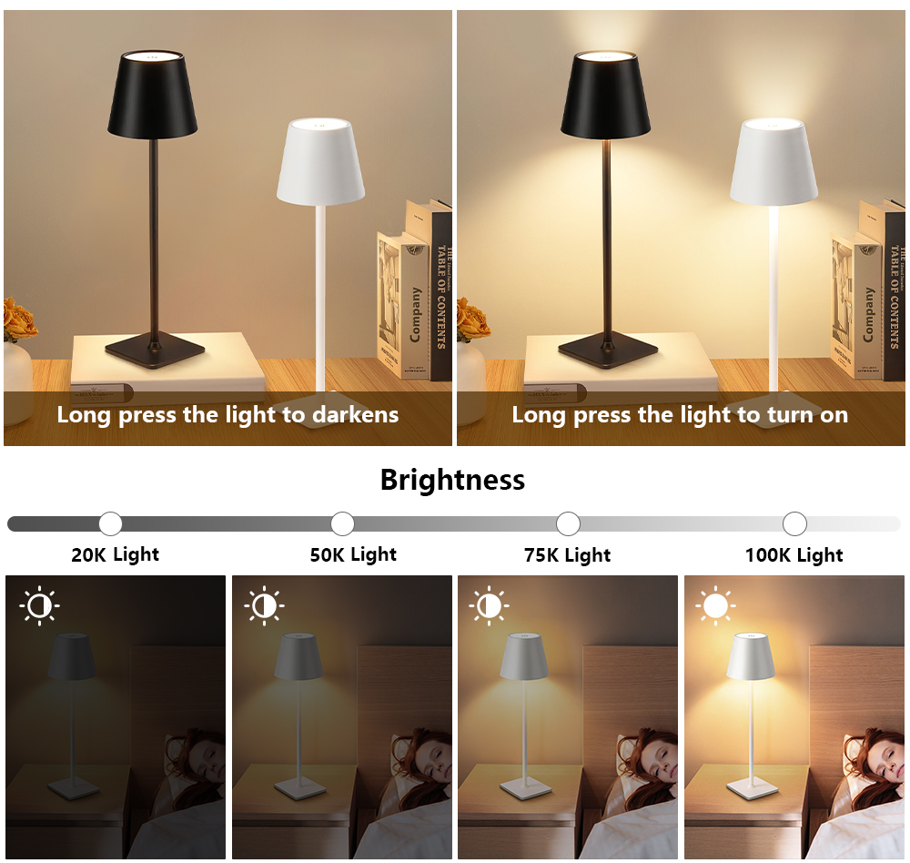 LED充電式デスクライトワイヤレステーブルランプ無段階調光タ - Lighting Table Decor のレビューと価格